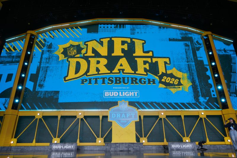The 2026 NFL Draft Theater stage at Acrisure Stadium in Pittsburgh on Thursday, April 23, 2026.