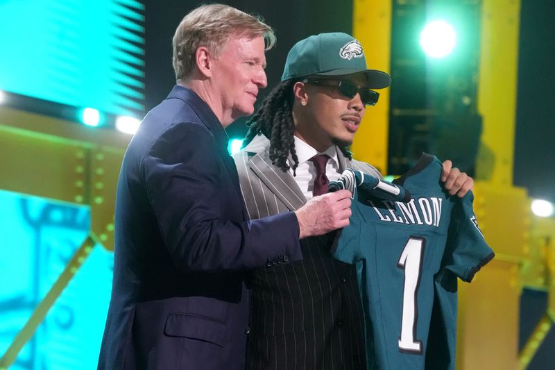 Southern California Trojans receiver Makai Lemon is selected by the Philadelphia Eagles as the No. 20 pick of the 2026 NFL Draft at Acrisure Stadium.
