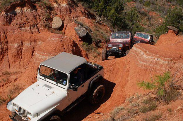 Jeeps enjoy the rugged terrain of the Palo Duro Canyon during a previous Jeep Jamboree.