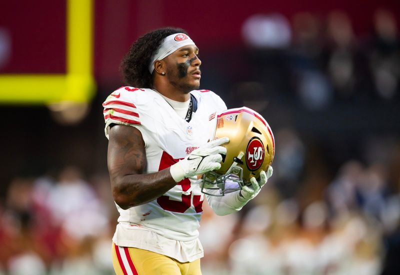 Jan 5, 2025; Glendale, Arizona, USA; San Francisco 49ers linebacker Dee Winters (53) against the Arizona Cardinals at State Farm Stadium. Mandatory Credit: Mark J. Rebilas-Imagn Images