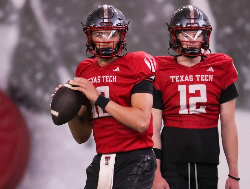 Texas Tech's Lloyd Jones III goes through a drill during spring football practice, Tuesday, March 24, 2026, at the Womble Football Center.