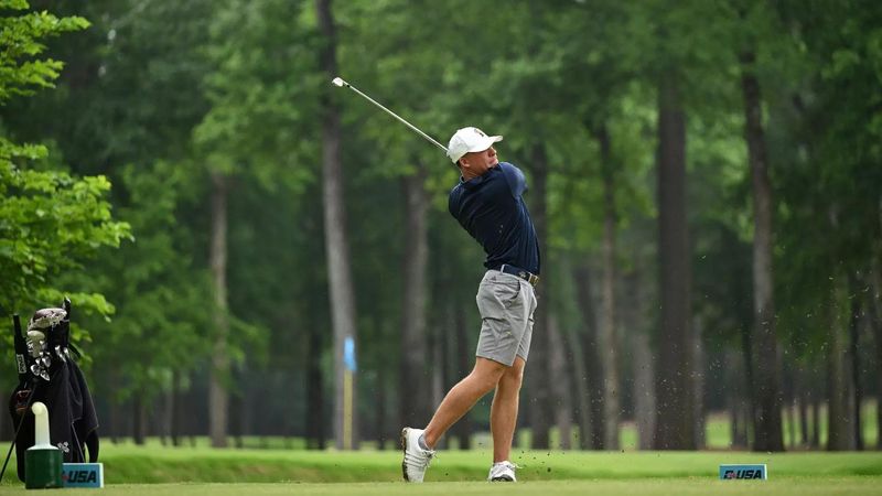 Dylan Teeter leads the UTEP men's golf team into the semifinals of the Conference USA Championships Thursday at Texarkana (Ark.) Country Club.