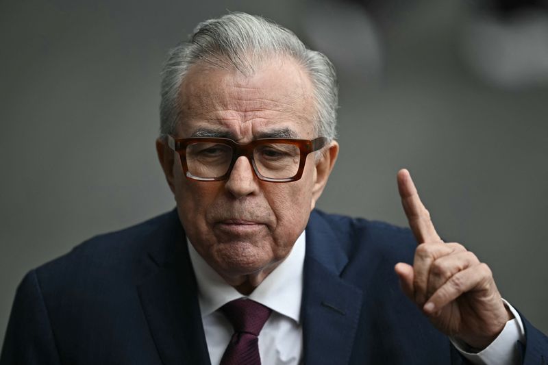 Governor of Sinaloa Ruben Rocha Moya speaks while leaving the inauguration ceremony of Mexico's new President Claudia Sheinbaum at the Congress of the Union in Mexico City on October 1, 2024.