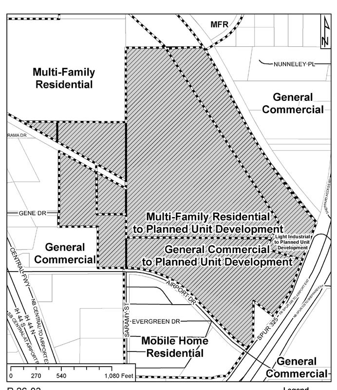 This map shows the area in north Wichita Falls to be considered for rezoning to accommodate a new data center.