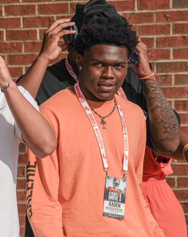 Kaden Henderson of Jesuit High in Florida during a Clemson football recruiting visit before kickoff with LSU at Memorial Stadium in Clemson, S.C. Saturday, August 30, 2025.