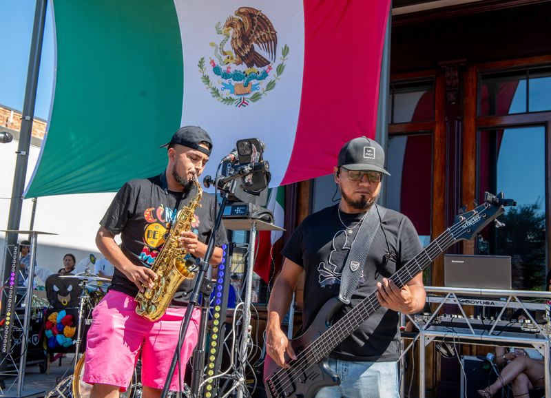 La Legacia Nortena performs for the crowd during the Cinco de Mayo celebration at Seville Quater Sunday, Mat 3, 2026. The celebration included live music, food, ,cultural performances, dancing and more.