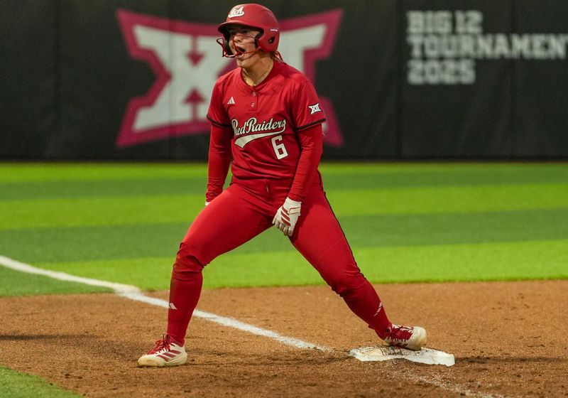 Texas Tech's Taylor Pannell reacts to a stolen base against Baylor during a Big 12 Conference softball game, Friday, May 1, 2026, at Tracy Sellers Field.