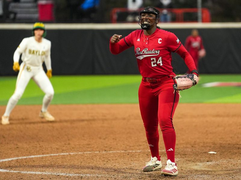 Texas Tech's NiJaree Canady reacts to a strikeout against Baylor during a Big 12 Conference softball game, Friday, May 1, 2026, at Tracy Sellers Field.