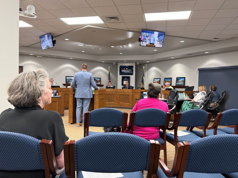 Joseph Waldron, the deputy superintendent for AISD, addresses the Abilene ISD Board of Trustees at the Monday, May 11, 2026, school board meeting. Abilene ISD has approved the donation of six bronze statues to the newly renovated Abilene Heritage Square.