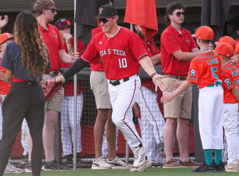 Texas Tech's Logan Hughes is introduced before a non-conference Division I baseball game, Tuesday, March 31, 2026, at Rip Griffin Park.