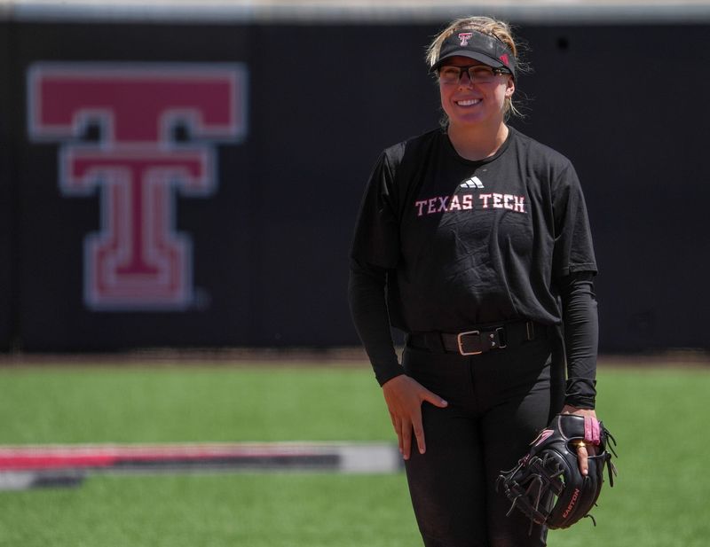 Texas Tech's Mia Williams looks on during practice ahead of the Lubbock Regional of the 2026 NCAA Division I softball tournament, Thursday, May 14, 2026, at Tracy Sellers Field.