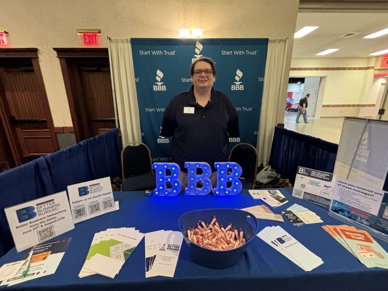 Tyler Williams, with marketing and social media for the Better Business Bureau, was at the BusinessConnection tradeshow in Amarillo to warn folks about scams and deals too good to be true during the one-day event May14.