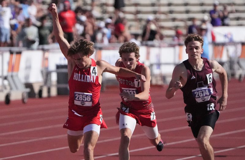 Holliday's Noah Strohman competes in the Class 3A boys 800 meters at the UIL state track and field meet Thursday, May 14, 2026, at Mike A. Myers Stadium in Austin.