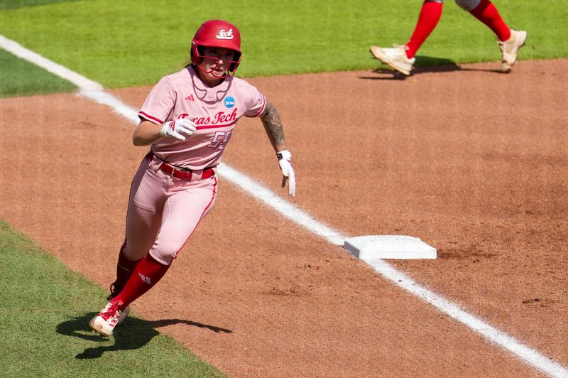 Texas Tech's Kaitlyn Terry scores a run against Marist during a game in the Lubbock Regional of the NCAA Division I softball tournament, Friday, May 15, 2026, at Tracy Sellers Field.