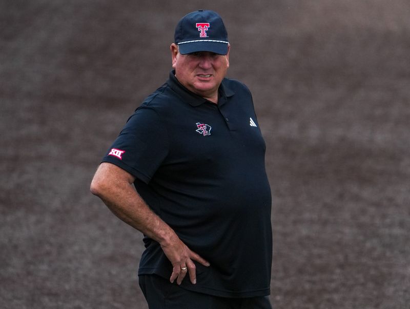 Texas Tech head coach Gerry Glasco looks on during the Lubbock Regional of the NCAA Division I softball tournament, Friday, May 15, 2026, at Tracy Sellers Field.