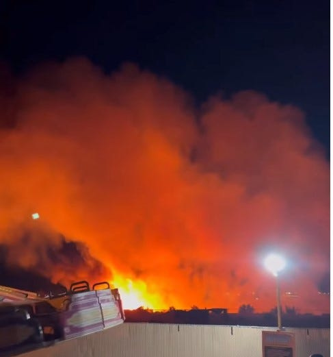 A screenshot of a video posted by social media outlet TheRealFitFamElPaso shows a large fire on Friday night, May 15, 2026, at Western Playland in Sunland Park, New Mexico. No injuries were reported in the fire.