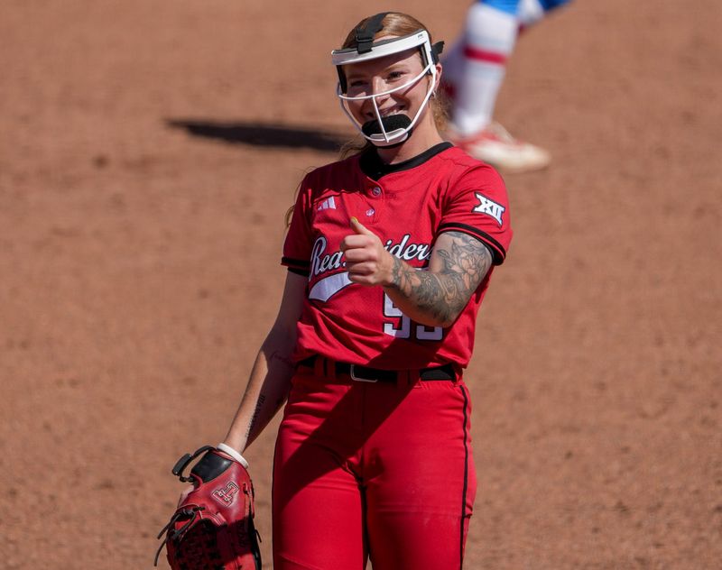 Texas Tech's Kaitlyn Terry reacts to a strikeout against Ole Miss during the Lubbock Regional of the NCAA Division I softball tournament, Sunday, May 17, 2026, at Tracy Sellers Field.