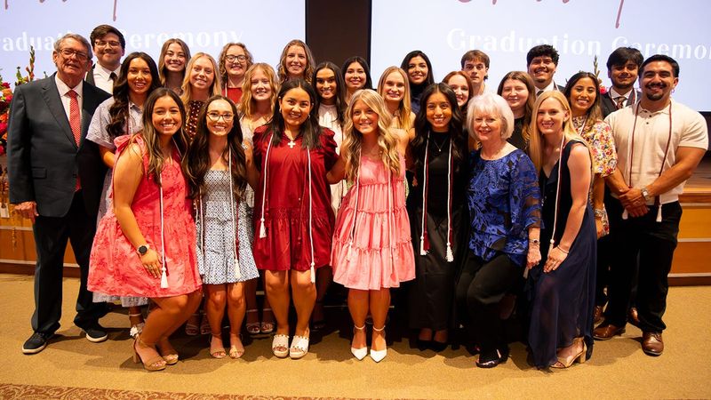 The Rogers LEAD WT program celebrated its graduating spring 2026 seniors at a recent ceremony. Pictured are, front from left, Kelly Velazquez, Kate Burnett, Janet Banuelos, Emily Garner, Romie Rubio, program supporter Terry B. Rogers and Madison McCall; middle from left, program supporter Dyke Rogers, Katelyn Lechwar, Kami Drinnon, Caoimhe Benn-Rothstein, Kiki Khan, Charlie Pointer, Kylie Menasco, Madison Mollenhour, Thalia Avalos, Blake Martinez; and, back from left, William Blackmon, Bentley Westbrooks, Heidi Giesbrecht, Alaina Sher, Leah Aviles, Lauren Stokes, Ethan Archambault, Dominic Narvaez and Oscar Navarro.