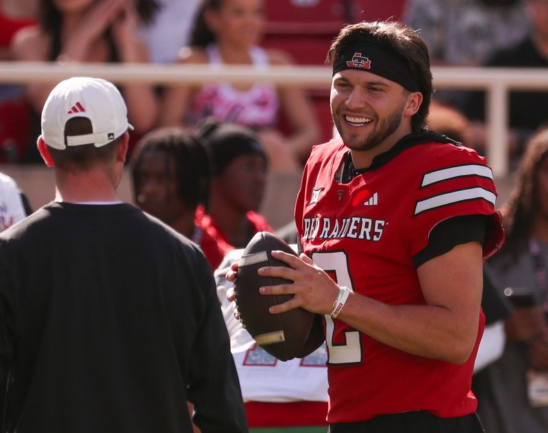 Texas Tech's Brendan Sorsby goes through warmups before the spring football game, Friday, April 17, 2026, at Jones AT&T Stadium.