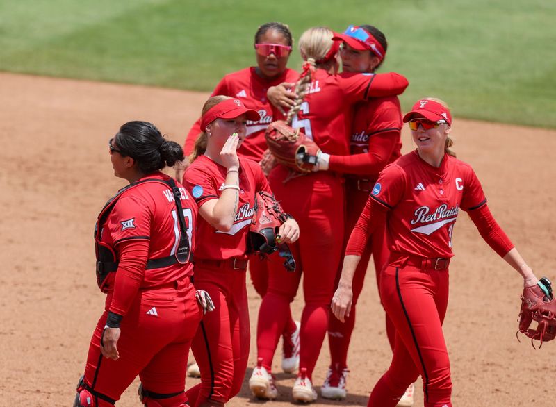 Texas Tech celebrates the win after the super regional game of the NCAA Division 1 softball championship at Katie Seashole Pressly Stadium in Gainesville, FL on Friday, May 22, 2026. [Alan Youngblood/Gainesville Sun]
