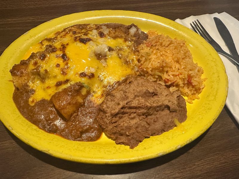 A cheese enchilada plate at Kiko's Mexican Restaurant & Cantina, located at 5514 Everhart Road, in Corpus Christi, Texas, on May 11, 2026.