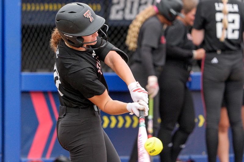 The Texas Tech softball team practices at Devon Park ahead of the Women’s College World Series in Oklahoma City, on Wednesday, May 27, 2026.