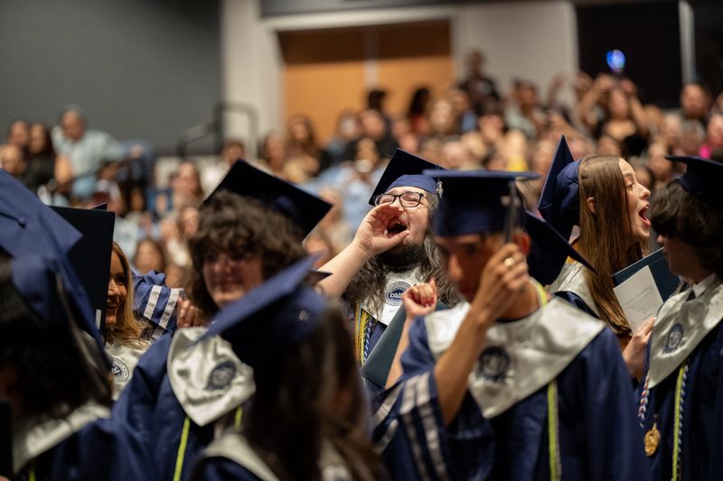 Collegiate High School graduates celebrate during a graduation ceremony held on May 16, 2026 at Del Mar College's Richardson Performance Hall.