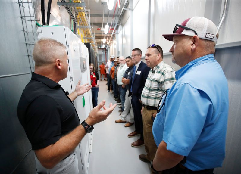 Bill Radford, Vice President of Technology for Duos Edge AI, explains what one of the data halls in the data center does. Radford gave a tour of one of their new data halls Thursday morning, May 28, 2026, in Lubbock.