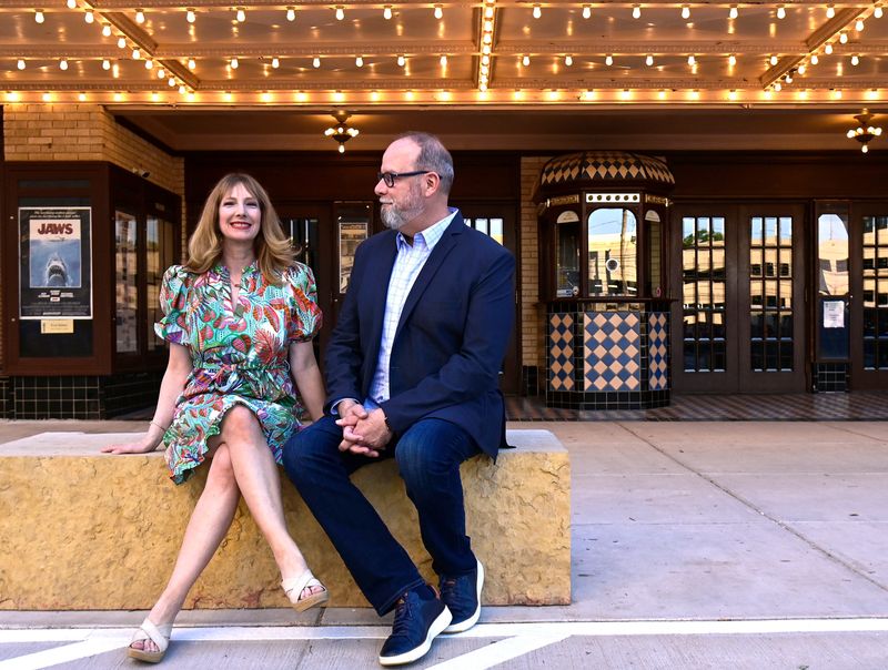 Sidney and George Levesque outside the Paramount Theatre May 24. George is the theater’s executive director while Sidney is the marketing director for the Abilene Cultural Affairs Council. Their family is moving to Florida where George will start as the Tampa Theatre’s executive director June 10.