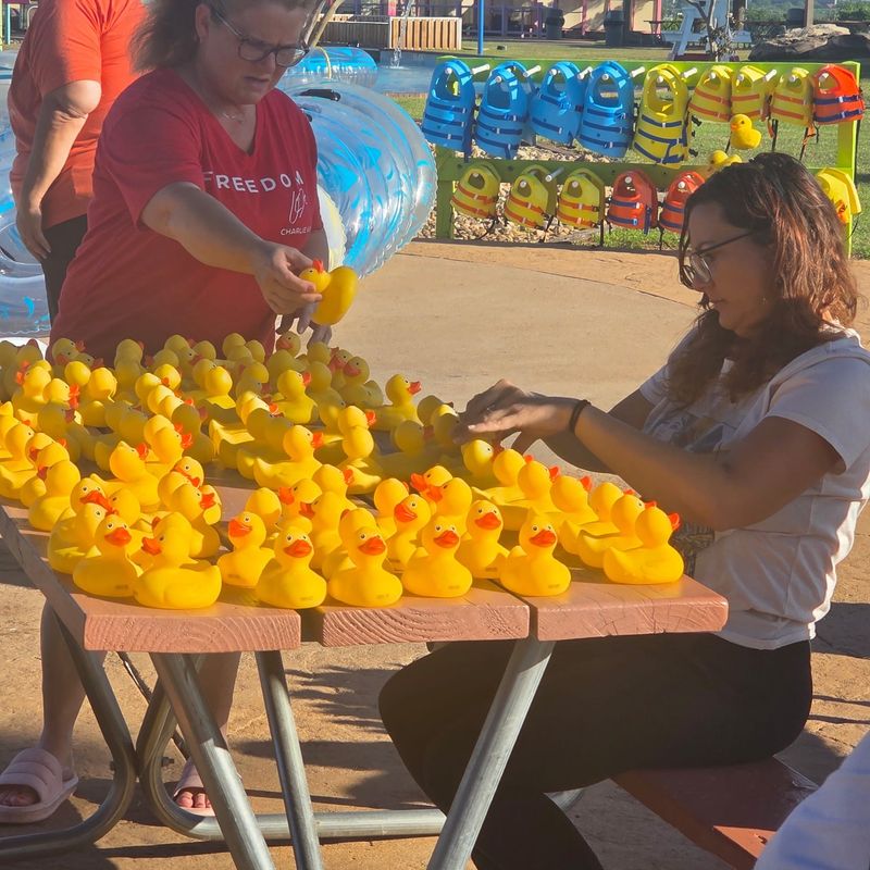 Ducks are prepared for the Wetter'n Hell Rubber Duck fundraiser Saturday at Castaway Cover water park. May 30, 2026