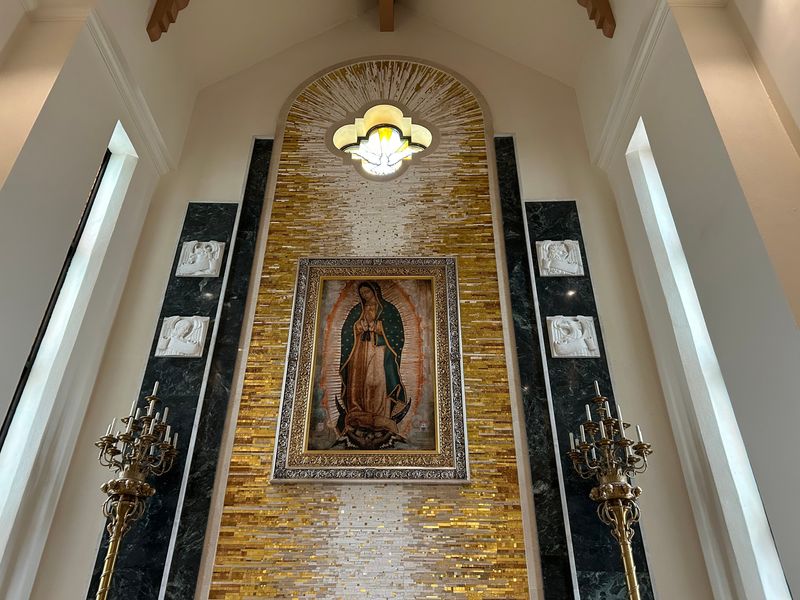 A stained glass symbol of the Holy Spirit and a portrait of Our Lady of Guadalupe have been added to a chapel in the Corpus Christi Cathedral, as pictured on June 3, 2026.