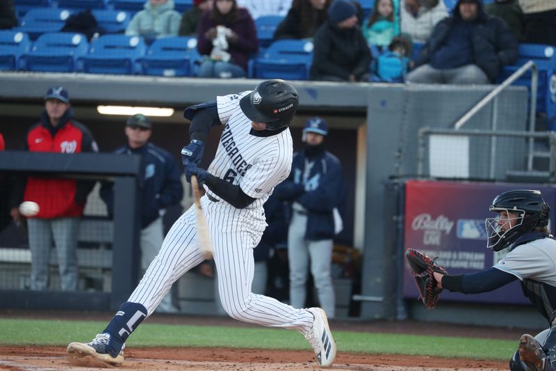 Hudson Valleyâ€™s Kaeden Kent at bat during opening day versus Wilmington at Heritage Financial Park on April 7, 2026.