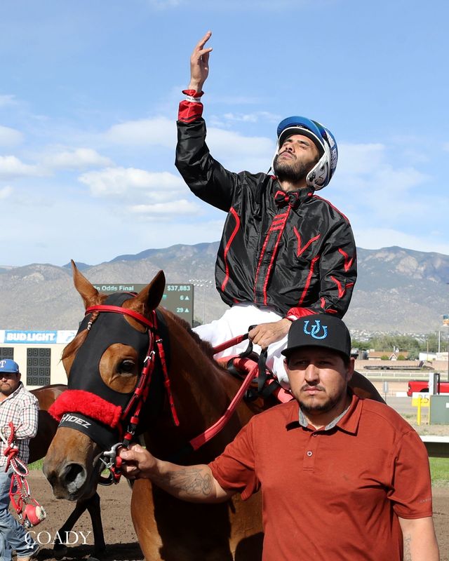 Highly Lethal V won the 350-yard Ruidoso Futurity on Sunday, June 7, at the Downs At Albuquerque. The winning jockey was Francisco Calderon.
