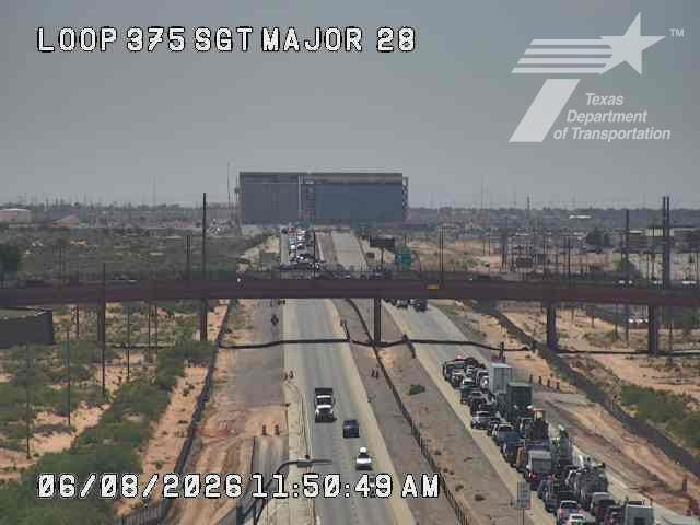 Loop 375 is blocked off along eastern Fort Bliss after reports of a person with a weapon in the area on Monday, June 8, 2026, in El Paso, Texas.