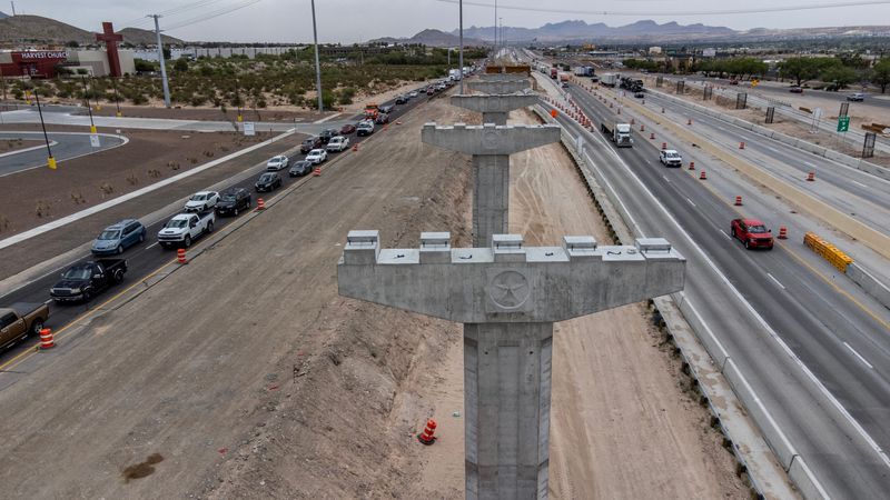 Drone photos show construction at the Artcraft Road and Interstate 10 interchange in El Paso, Texas, on May 20, 2026. The project includes roadway expansion, bridge work and improved access ramps aimed at easing congestion and supporting continued growth on the city’s West Side. Traffic controls and lane shifts are in place as crews work to upgrade one of the region’s busiest corridors.