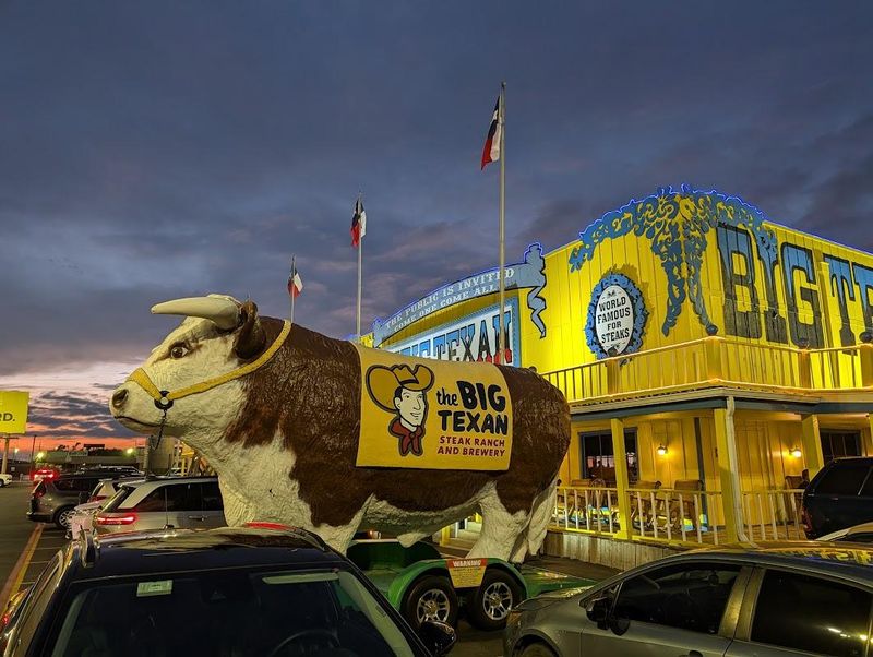 Big Moo and the Route 66 Centennial Caravan rolled into town for a live steak-eating showdown inspired by the legendary Big Texan challenge, June 15 at the Big Texan Steak Ranch in Amarillo and June 16 at the U-Drop Inn in Shamrock as part of the caravan's summer travels.