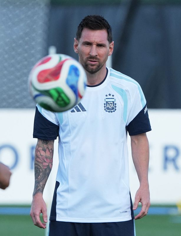 Argentina's Lionel Messi during training.