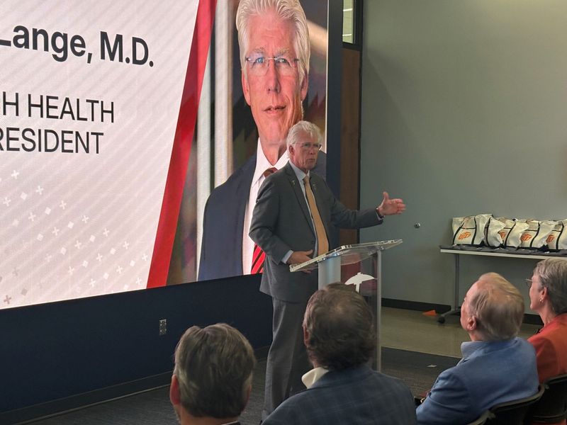 Richard Lang, M.D., president of Texas Tech Health El Paso, spoke at the announcement of the fourth cohort of the MedFuture class on Wednesday, June 17 on the UTEP campus