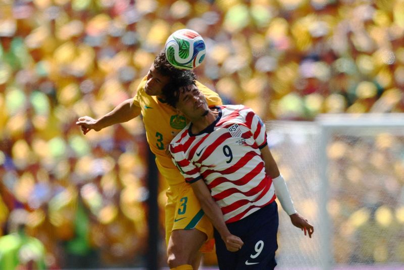 Ricardo Pepi of the U.S. in action with Australia's Alessandro Circati.