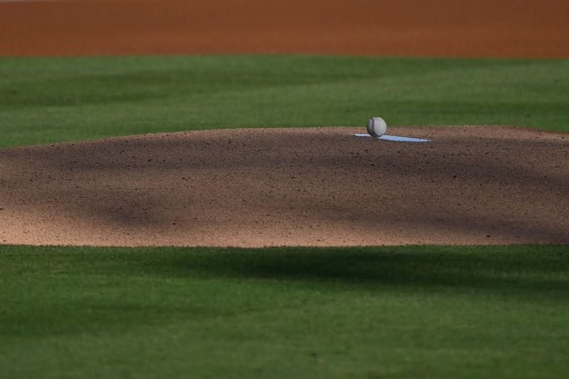 May 29, 2026; Chapel Hill, NC, USA; The game ball rests on the mound before game 2 of the Chapel Hill Regional at Boshamer Stadium. Mandatory Credit: William Howard-Imagn Images