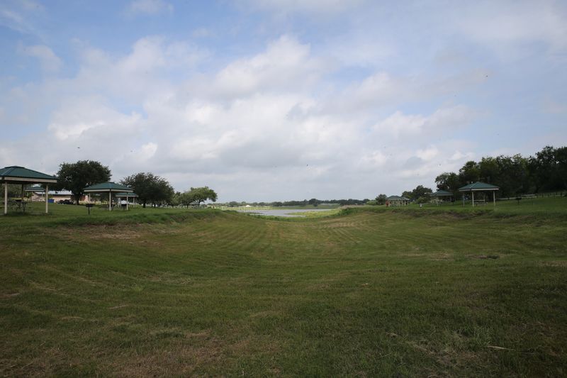 A long stretch of what was once lake is shown leading up to the water at Lake Corpus Christi on June 19. The lake was about 30% full.