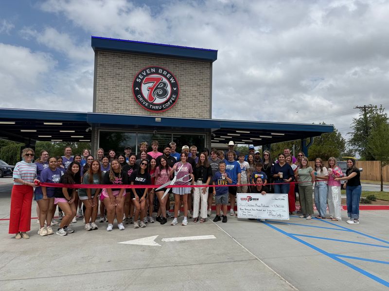 7 Brew opens its new Canyon location to a host of customers enjoying specials for the grand opening during its first week, June 24, 2026. The coffee drive-thru also awarded a donation to Childrens Miracle Network of Amarillo at the dedication.
