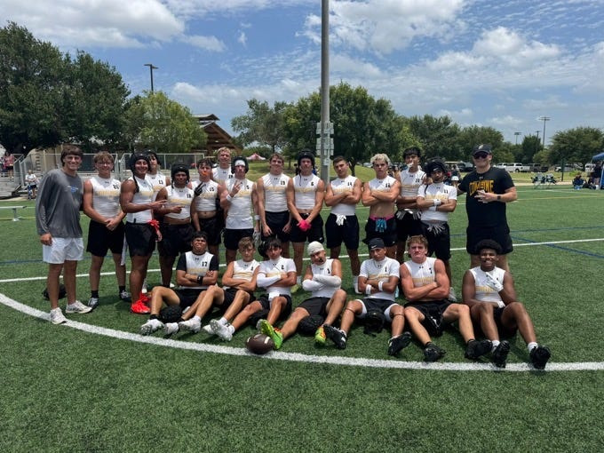 Seminole poses after pool play at the 7-on-7 football state tournament Thursday, June 25, 2026, at Veterans Park in College Station.