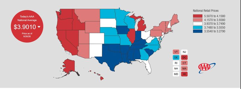 Across the United States, the average price for a gallon of regular, unleaded gas is $3.9010 — down from $4.4910, and closer to what it was a year ago, $3.2200, according to AAA.