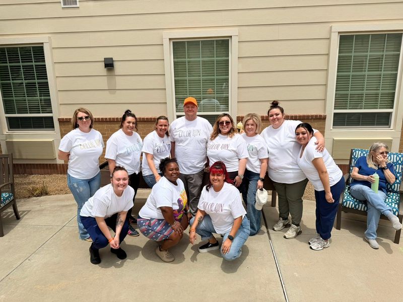 Patricipants in the Memory Care Color Run hosted by Legacy at Town Square enjoyed being sprayed and colored by residents of the the Legacy at a recent event. The Color Run was held to benefit the Altzeimer's Association in their quest to fight the disease that robs people of precious memories.
