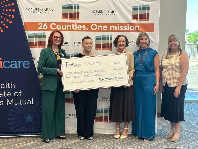 Texas Mutual Insurance, along with Texcare, presented a check for $250,000 to Amarillo Area Foundation to address metabolic disease, diabetes and food insecurity here and in other key regions in Texas.
