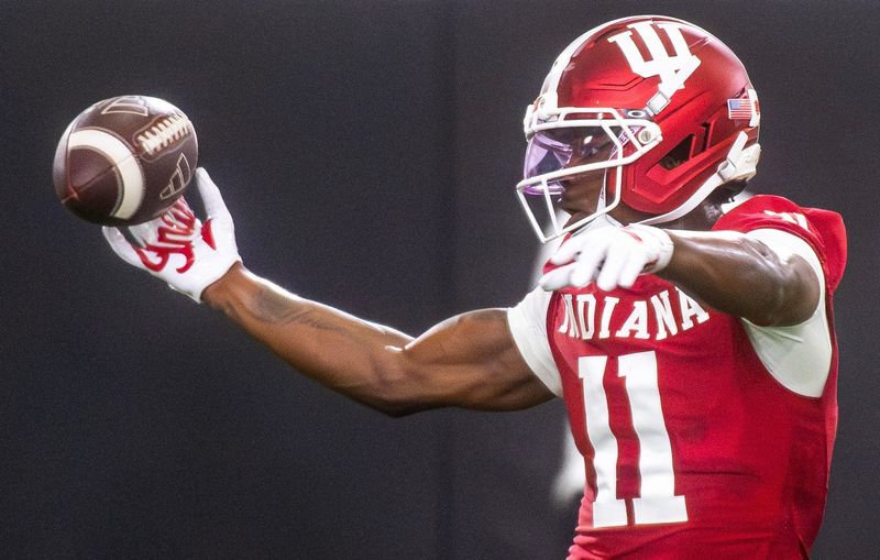 Indiana's Nick Marsh (11) during Indiana University spring football practice on Thursday, March 26, 2026.