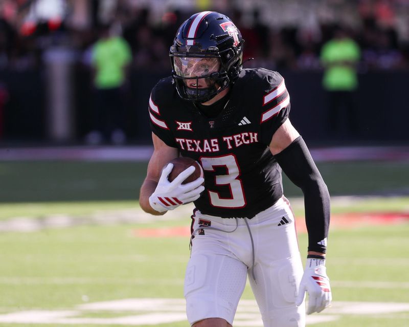 Texas Tech's Coy Eakin runs after a catch against UCF during a Big 12 Conference football game, Saturday, Nov. 15, 2025, at Jones AT&T Stadium.