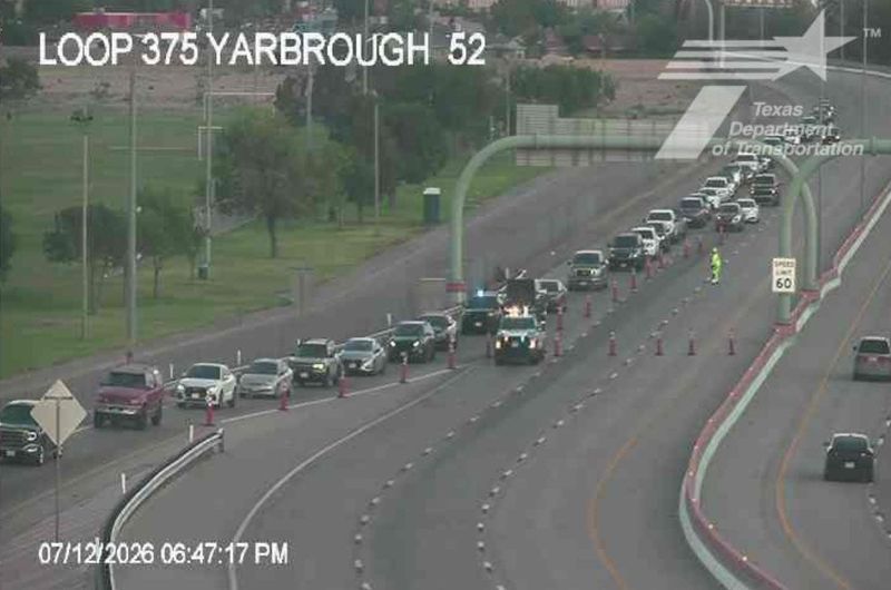 El Paso Police Department officers closed a section of Loop 375 near Yarbrough Drive in El Paso's Lower Valley as they responded to a motorcycle crash that resulted in the deaths of two people on Sunday, July 12, 2026.
