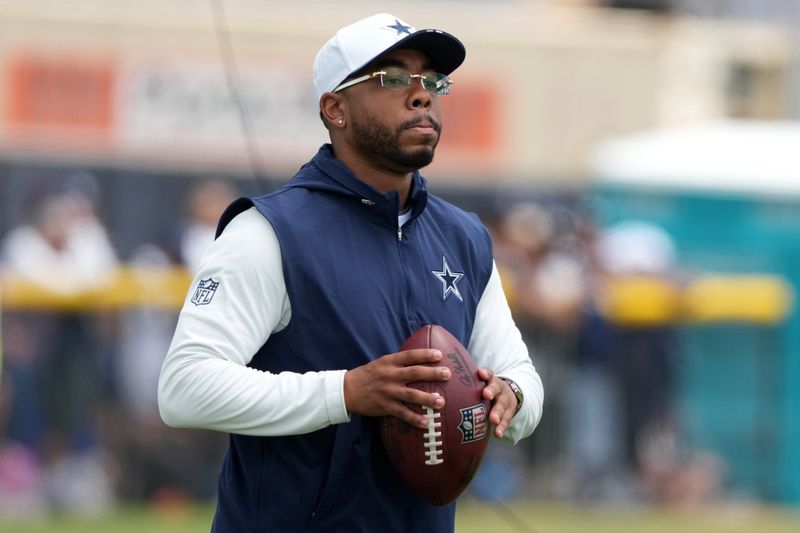 Jul 29, 2026; Oxnard, CA, USA; Dallas Cowboys defensive coordinator Christian Parker at training camp at River Ridge Playing Fields. Mandatory Credit: Kirby Lee-Imagn Images